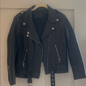 Laer Cropped Leather Biker Jacket